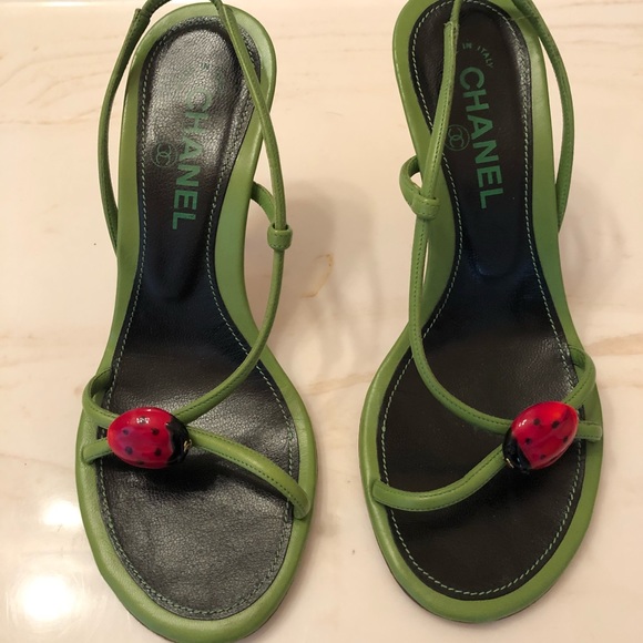 Chanel Ladybug Slingback Sandals 